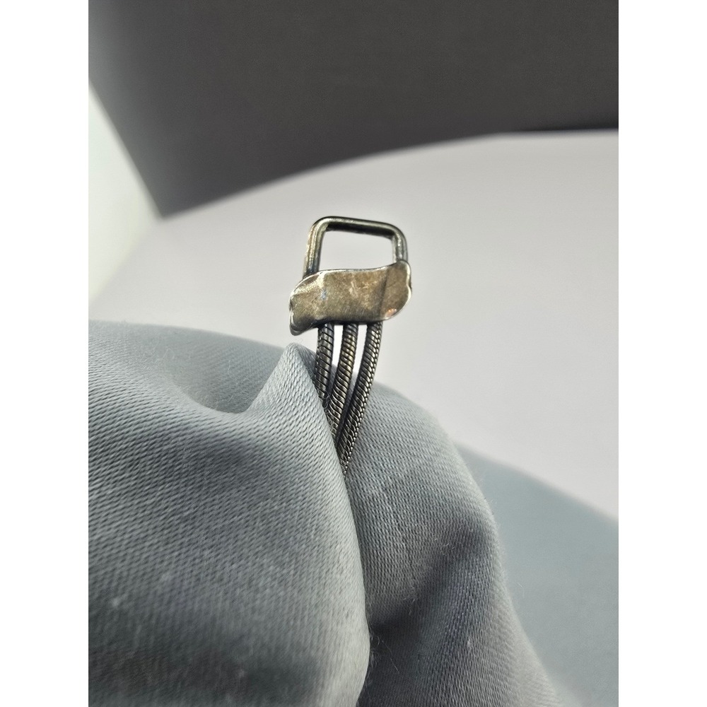 Lenox Bracelet Sterling Silver Heart Footprints Sand Snake Chain RARE 7in - Picture 9 of 16